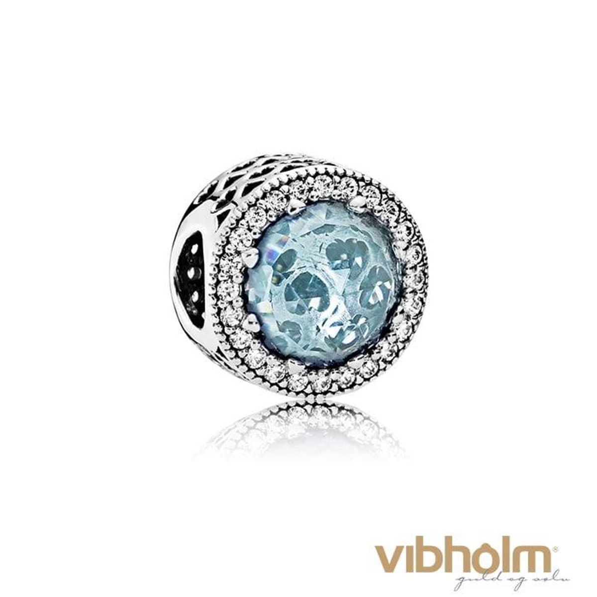 Pandora - Glacier Blue Radiant Heart Charm sterlingsølv 791725NGL