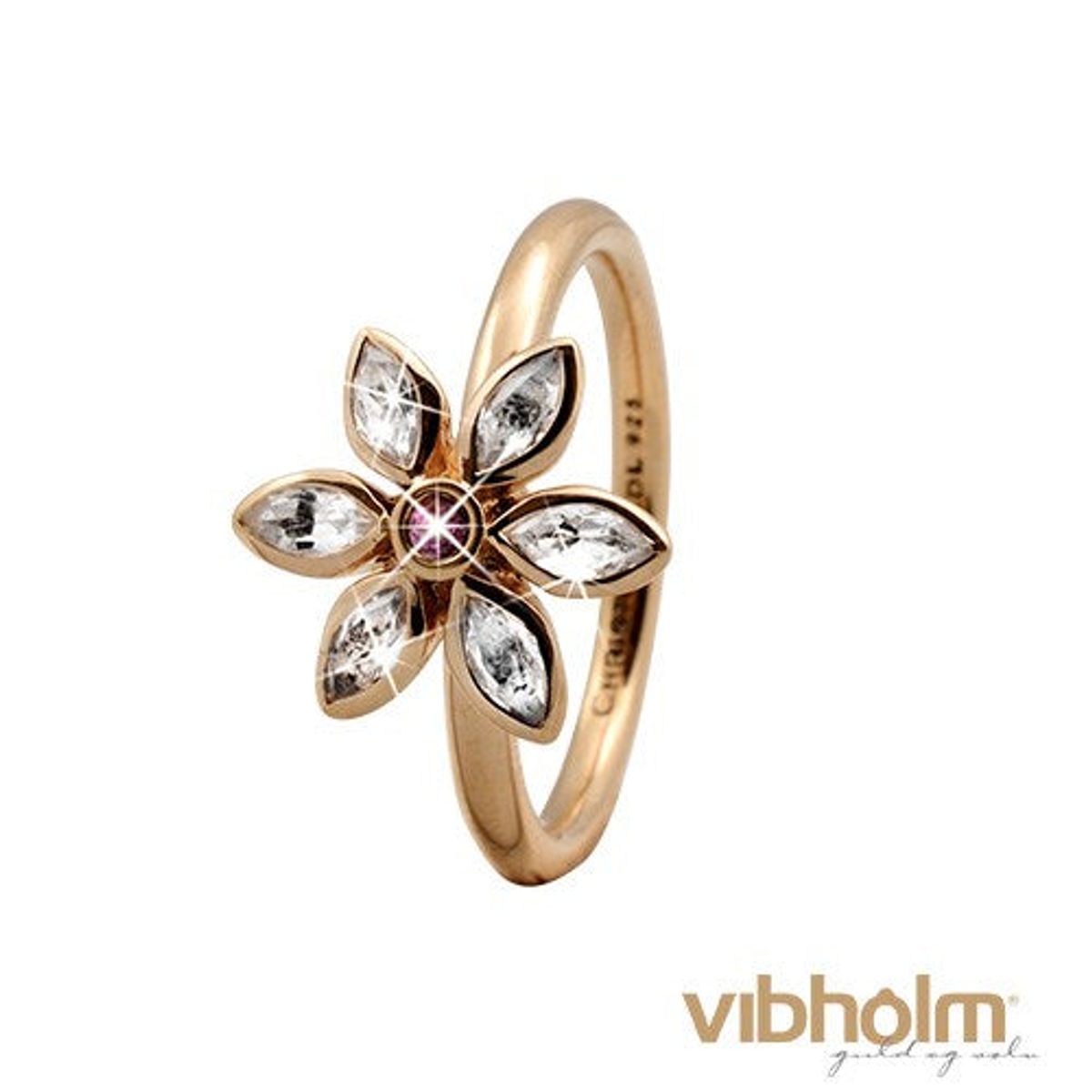 Christina Design London Jewelry & Watches - Marquise Flower ring forgyldt sølv m/ topas og ametyst