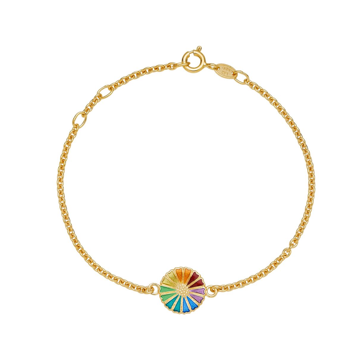 Lund Copenhagen - Rainbow Marguerit armbånd, 11mm Forgyldt sølv sterlingsølv