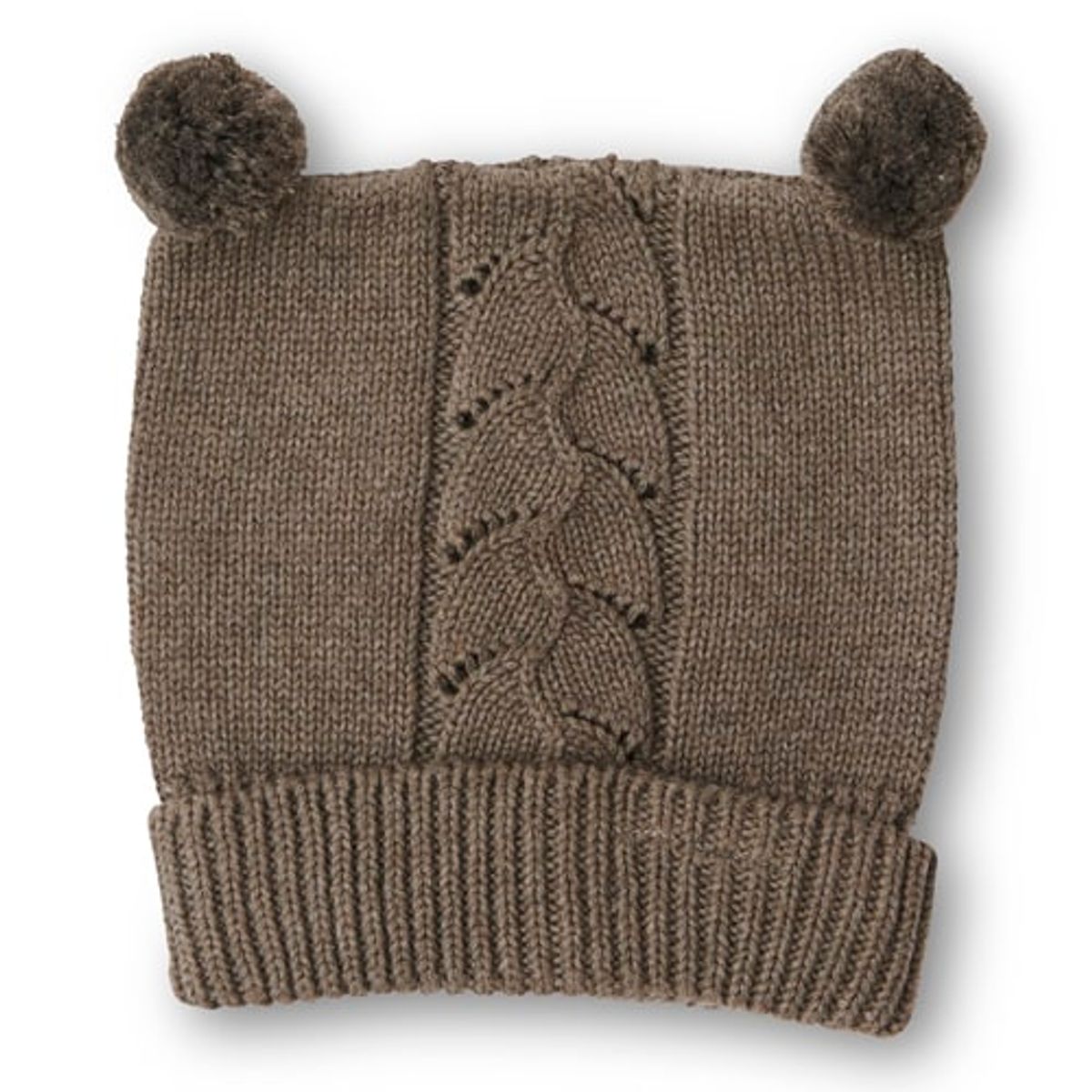 That's Mine - Chapette strikket pointelle beanie - Earth brown melange - 12-18M