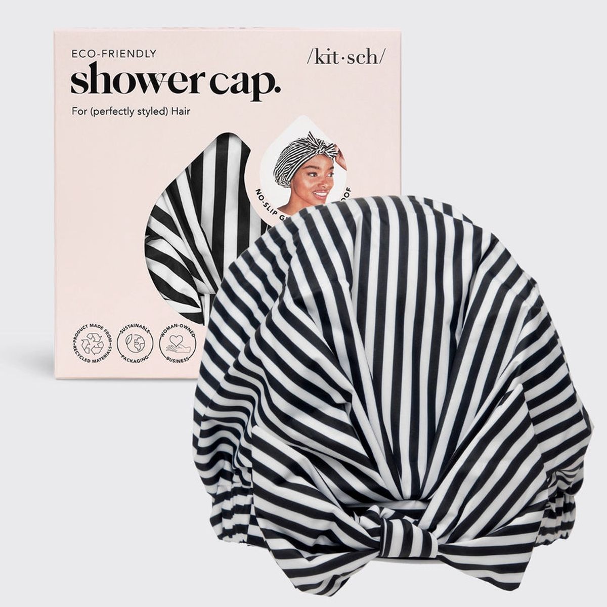 KITSCH - SHOWERCAP LUKSUS KVALITET - SORT & HVID - SCRUNCHIES - KITSCH - StudioBuus