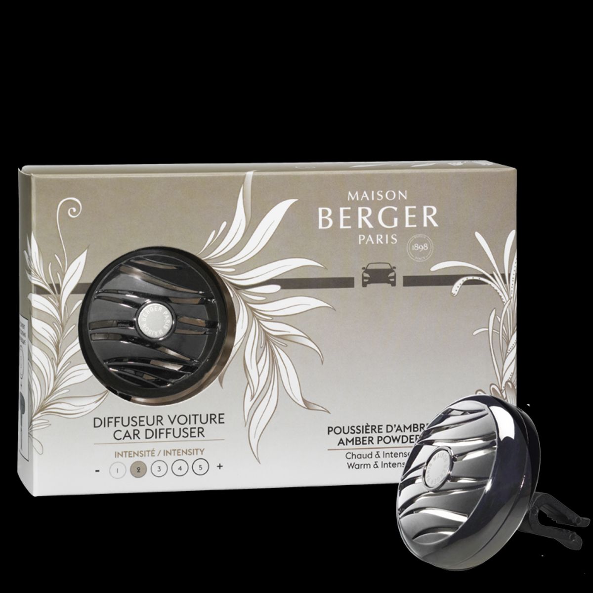 DUFTFRISKER TIL BIL M. AMBER POWDER - DIFFUSER + REFILL - MAISON BERGER PARIS - Car diffuser / duft til bil - Maison Berger Paris - StudioBuus