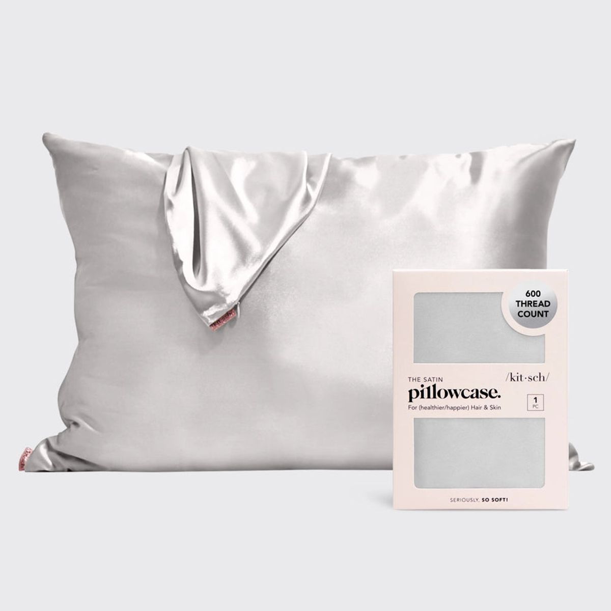 KITSCH - SATIN PUDEBETRÆK - THE SATIN PILLOWCASE- SILVER - PILLOWCASE - KITSCH - StudioBuus