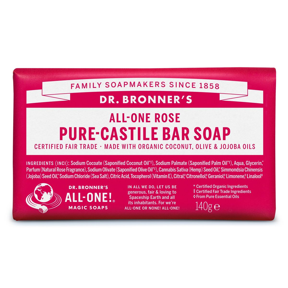 DR. BRONNERS - MULTI-PURPOSE CASTILE - SÆBE M. ROSE - Stangsæbe - Dr. Bronner's - StudioBuus