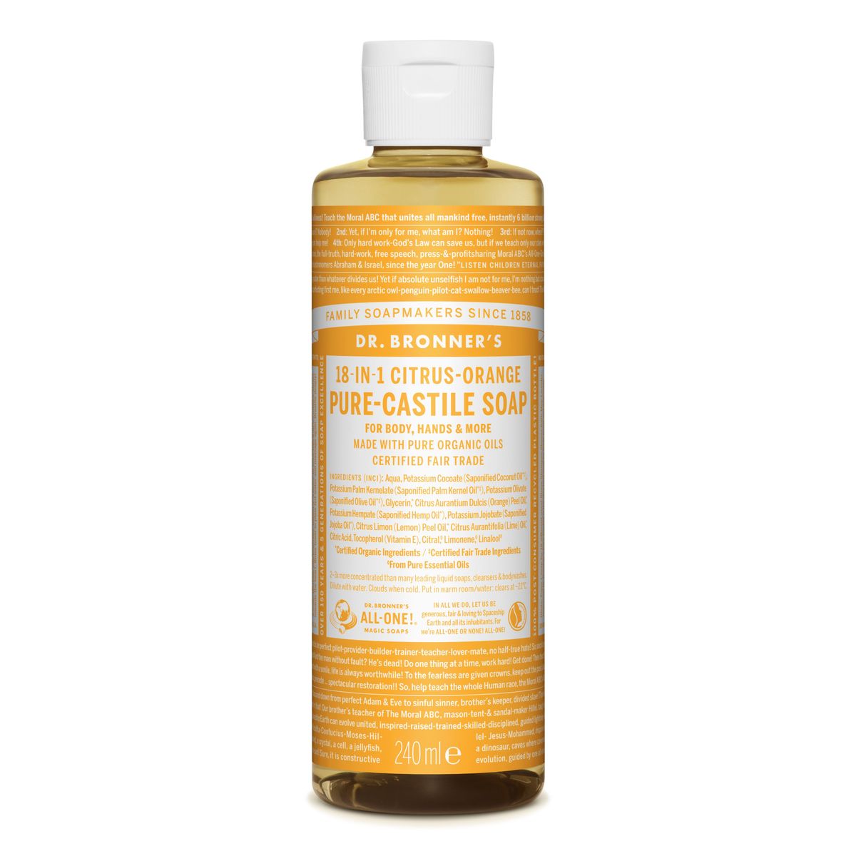 DR. BRONNERS - PURE CASTILE SOAP - MULTISÆBE M. CITRON & APPELSIN - Sæbe - Dr. Bronner's - StudioBuus