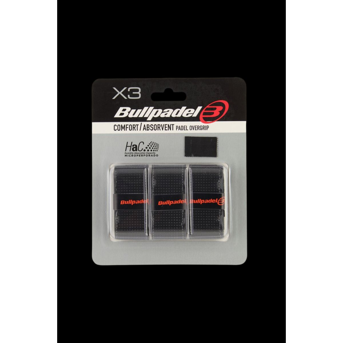 Bullpadel Overgrip - Komfort / Absorvent - Sort - Overgrip