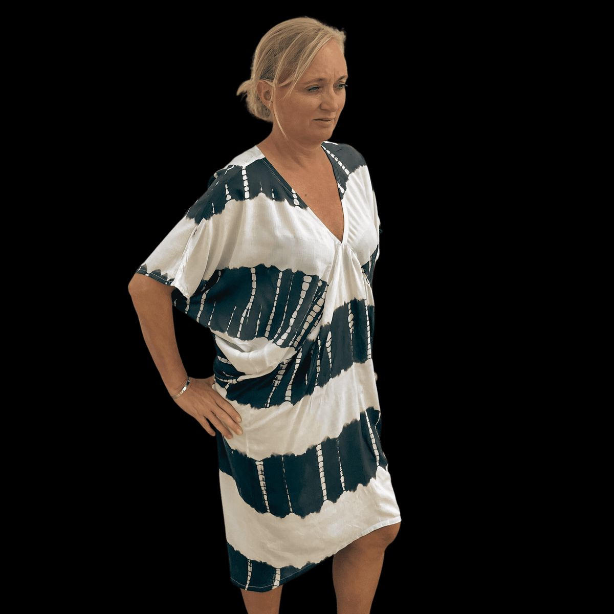 Kaftan/kjole i Tie Dye - lang - Small/Medium