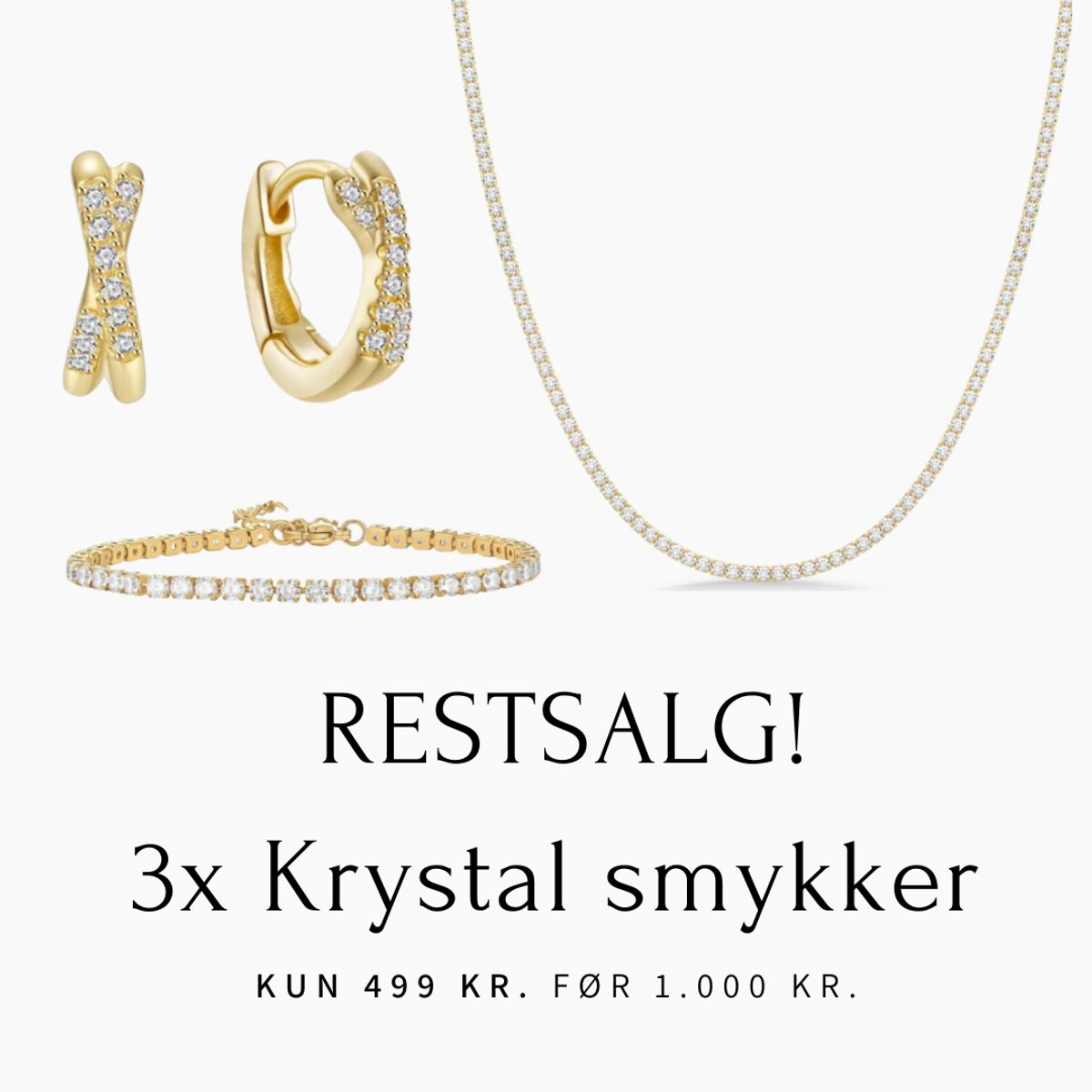 Restsalg 3x Krystal smykker - Sølv