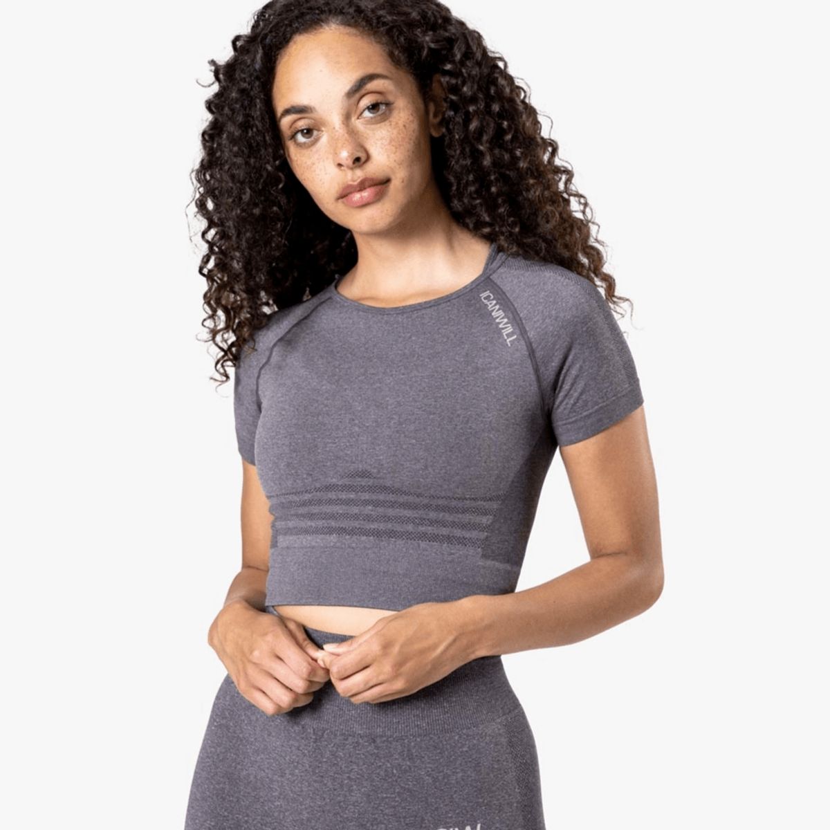 ICANIWILL Define Seamless Cropped T-shirt Grey Melange Wmn