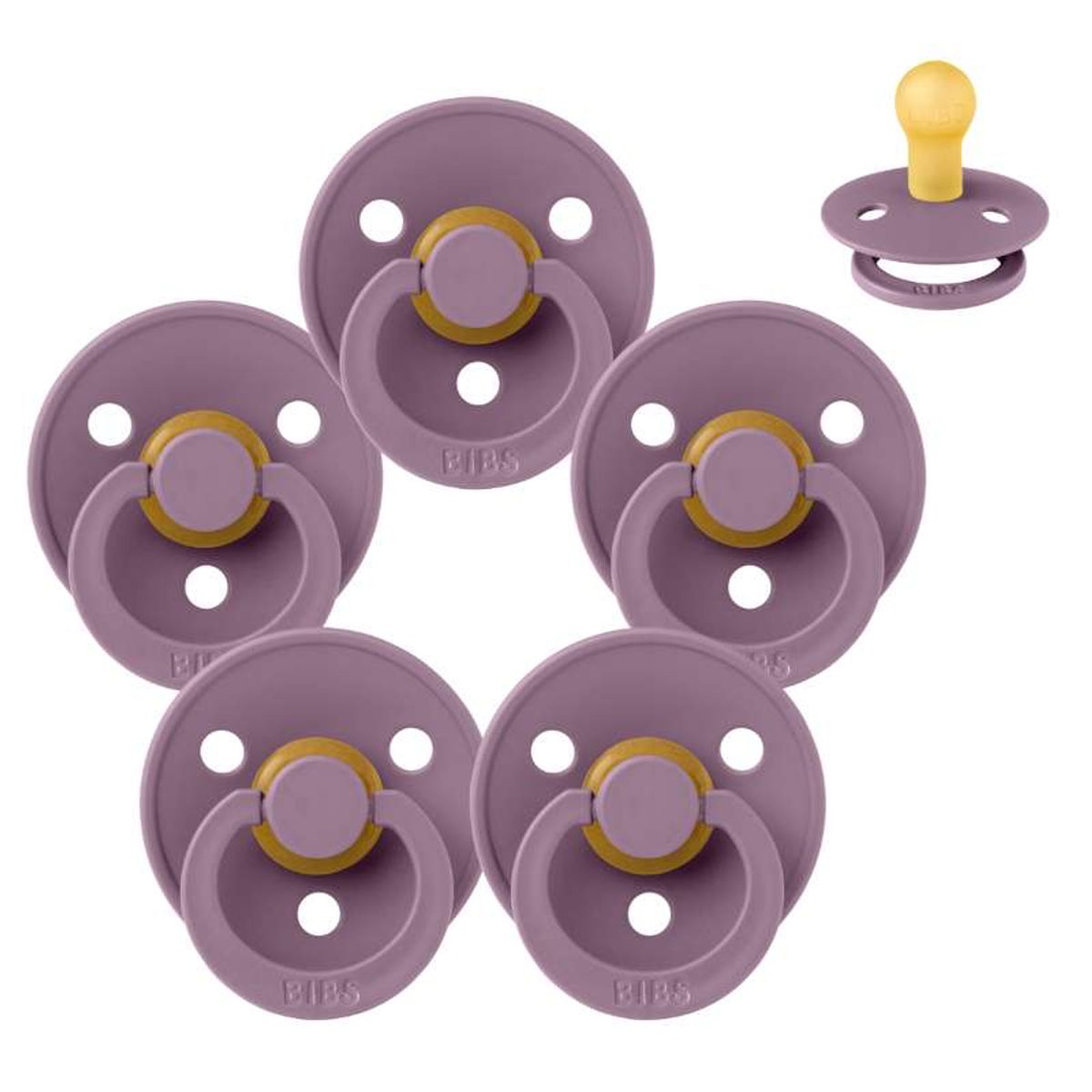 BIBS Rund Colour Sut - Sampak - 5 stk. - Str. 1 - Mauve