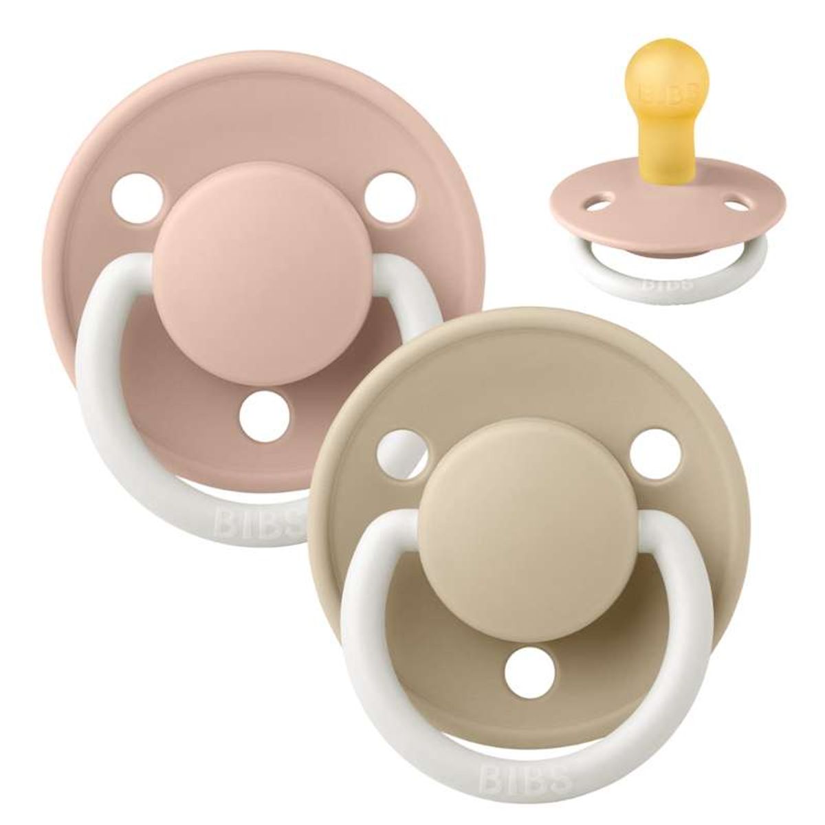 BIBS Rund De Lux Sut - 2-Pak - Str. 1 - Naturgummi - GLOW - Blush/Vanilla