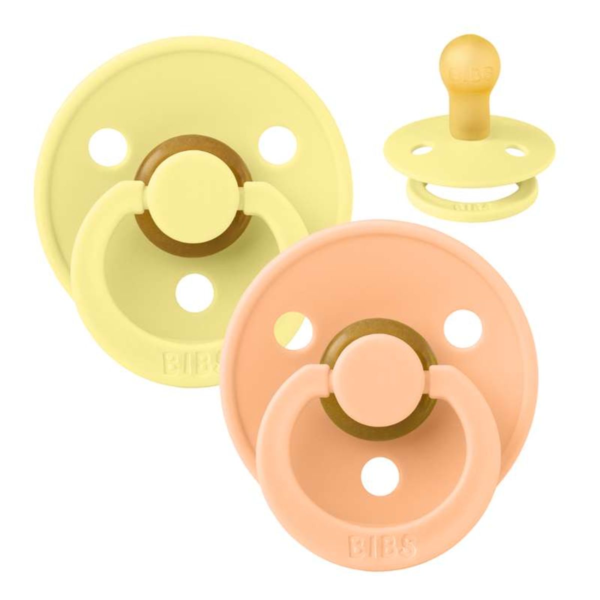 BIBS Rund Colour Sut - 2-Pak - Str. 1 - Naturgummi - Sunshine/Peach Sunset