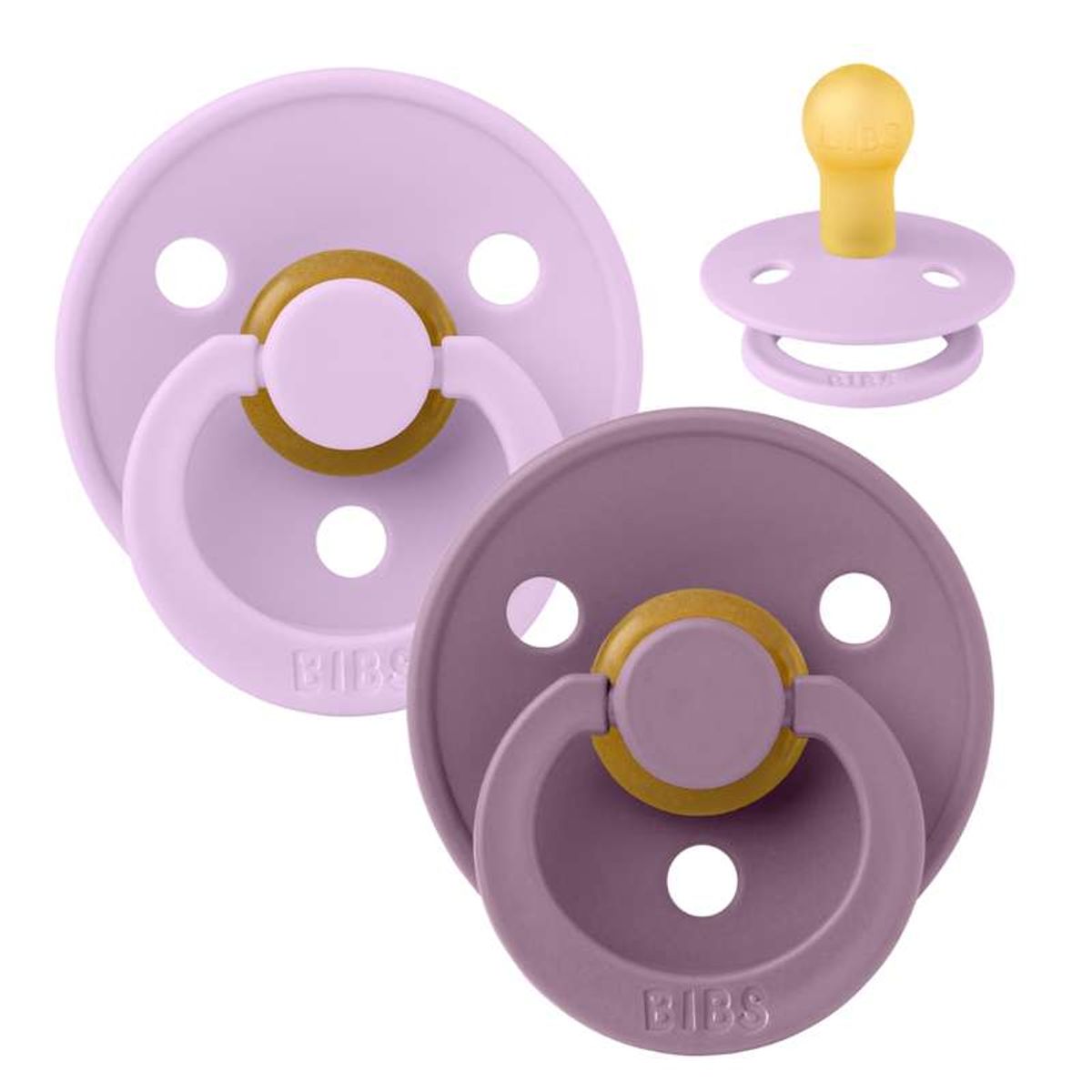 BIBS Rund Colour Sut - 2-Pak - Str. 1 - Naturgummi - Violet Sky/Mauve