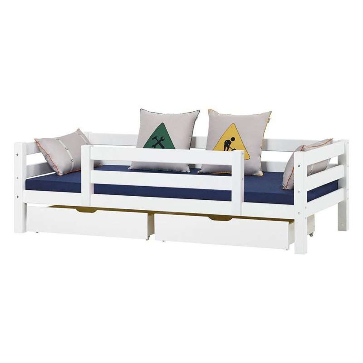 Hoppekids ECO Luxury - Juniorseng - 90x200 cm. - 1/2 Sengehest - Fleksibel Indlægsbund - Hvid