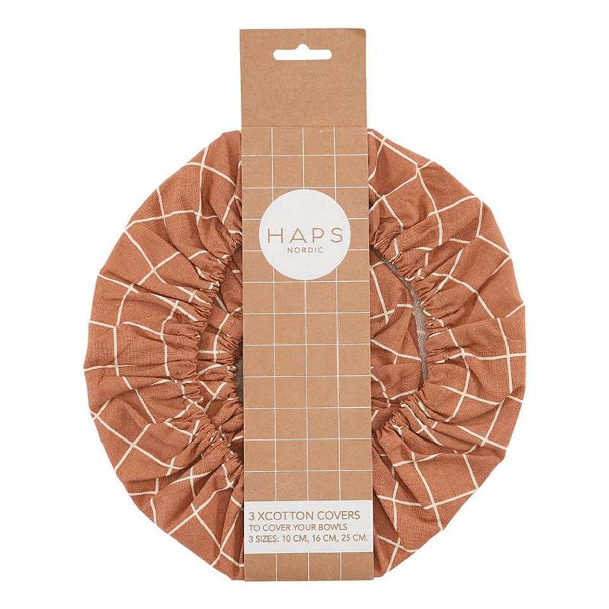 HAPS Nordic Cotton Covers Bomuldslåg - Runde - 3-Pak - Terracotta Check