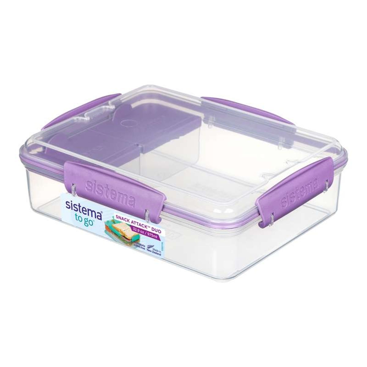 Sistema Madkasse - Snack Attack Duo To Go - 975ml - Klar/Misty Purple