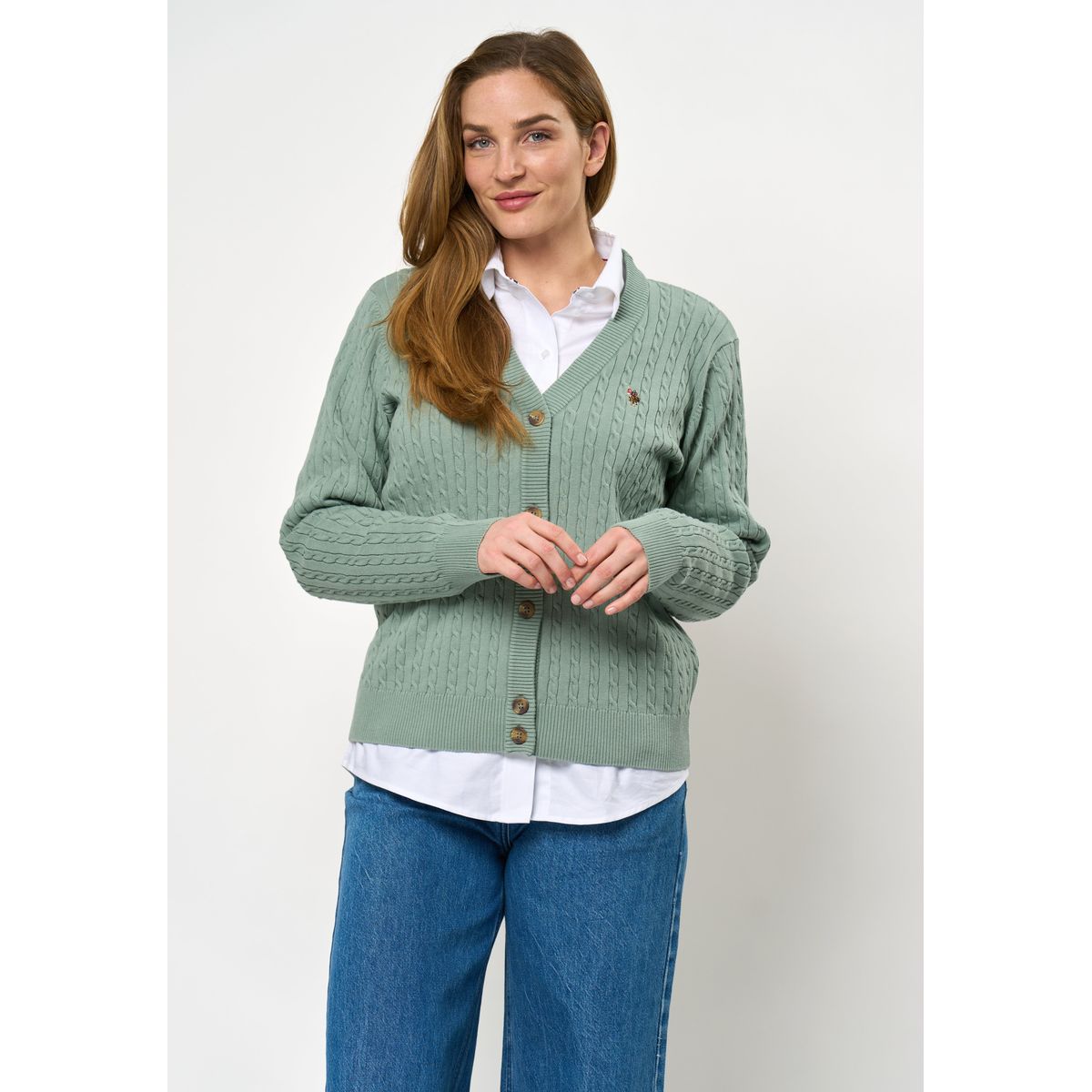 Gill Cable Striktrøje Cardigan - U.S. Polo Assn - Kvinder - XS