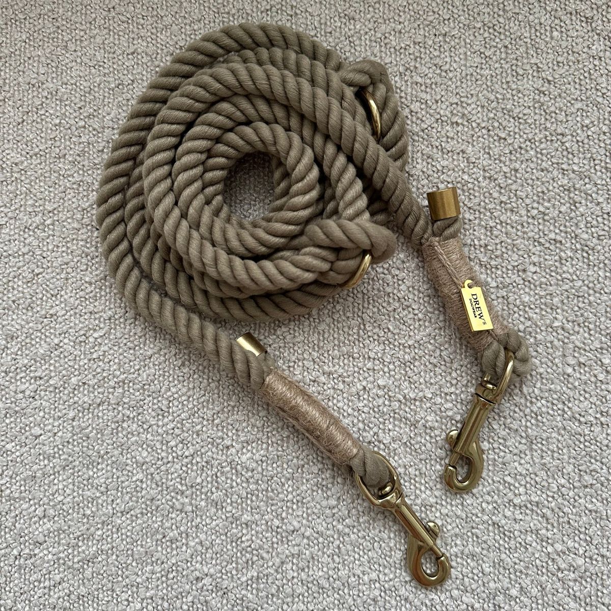 KHAKI standard / Justerbar og blød hundesnor - 250CM / Khaki