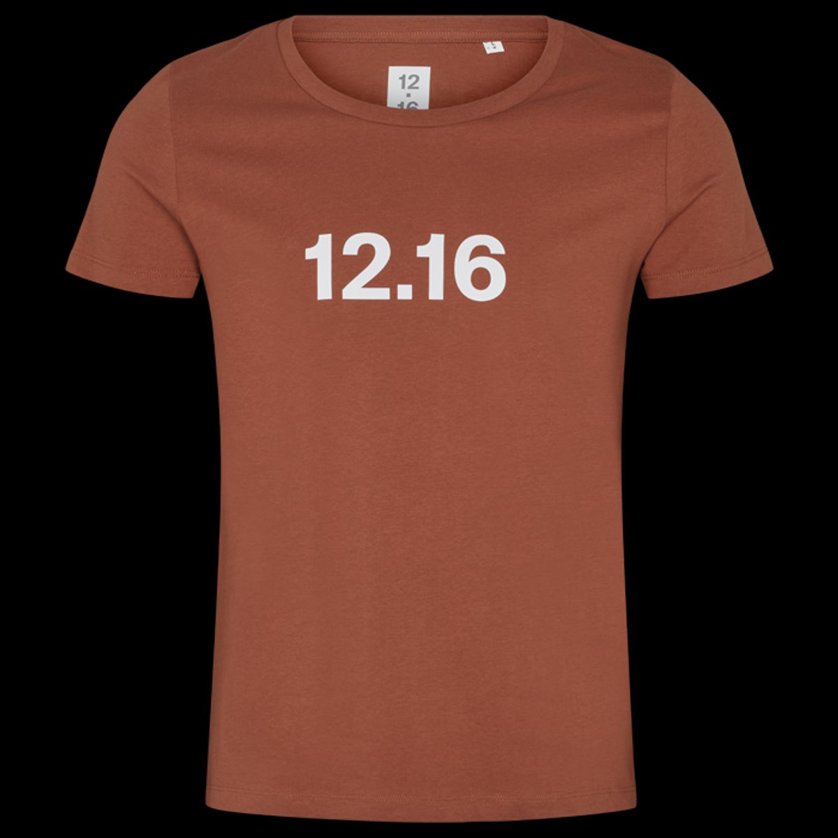 Twelve Sixteen T-Shirt 100% Økologisk Bomuld 12.16 logo caramel - Large