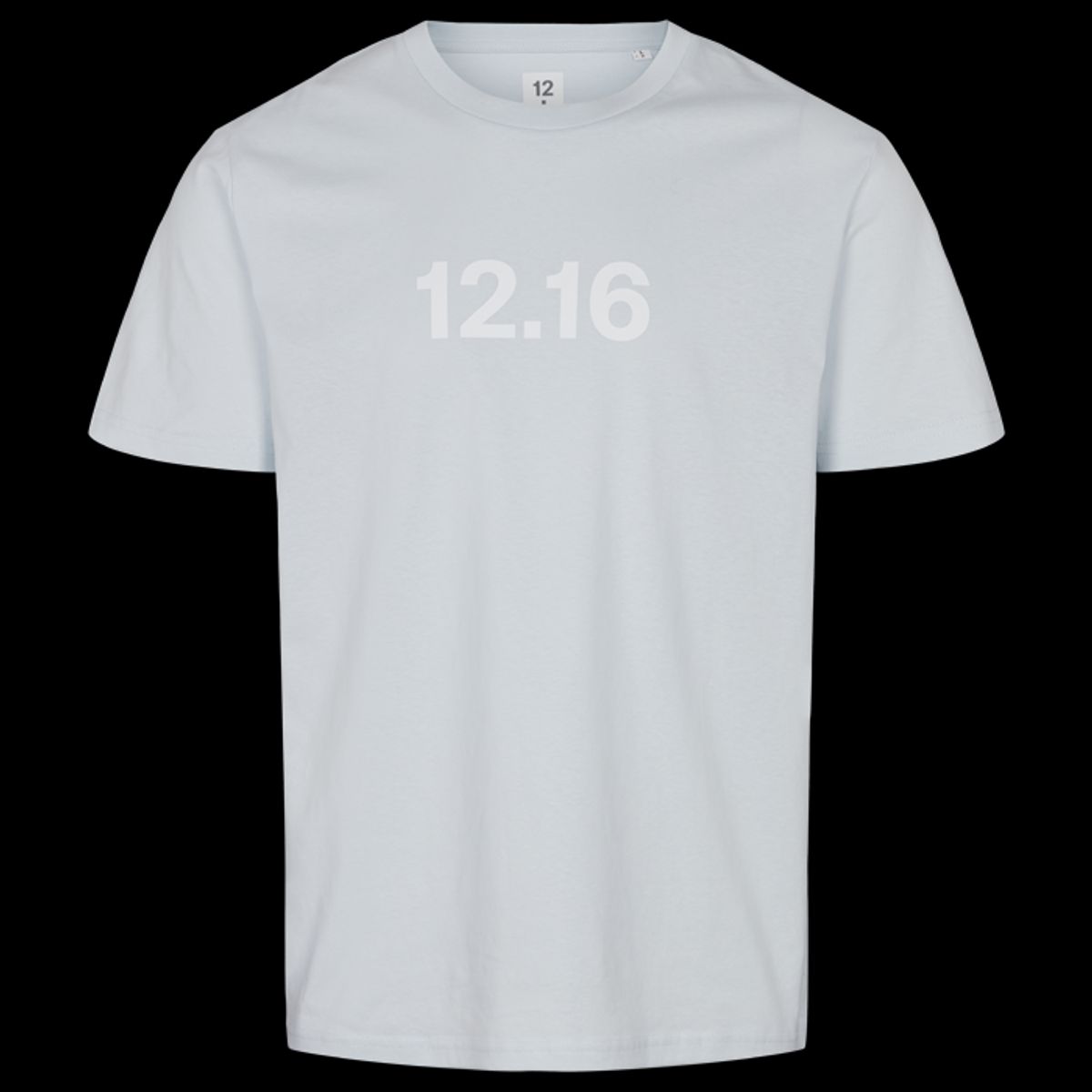 Twelve Sixteen T-Shirt 100% Økologisk Bomuld 12.16 logo Lys blå - XL