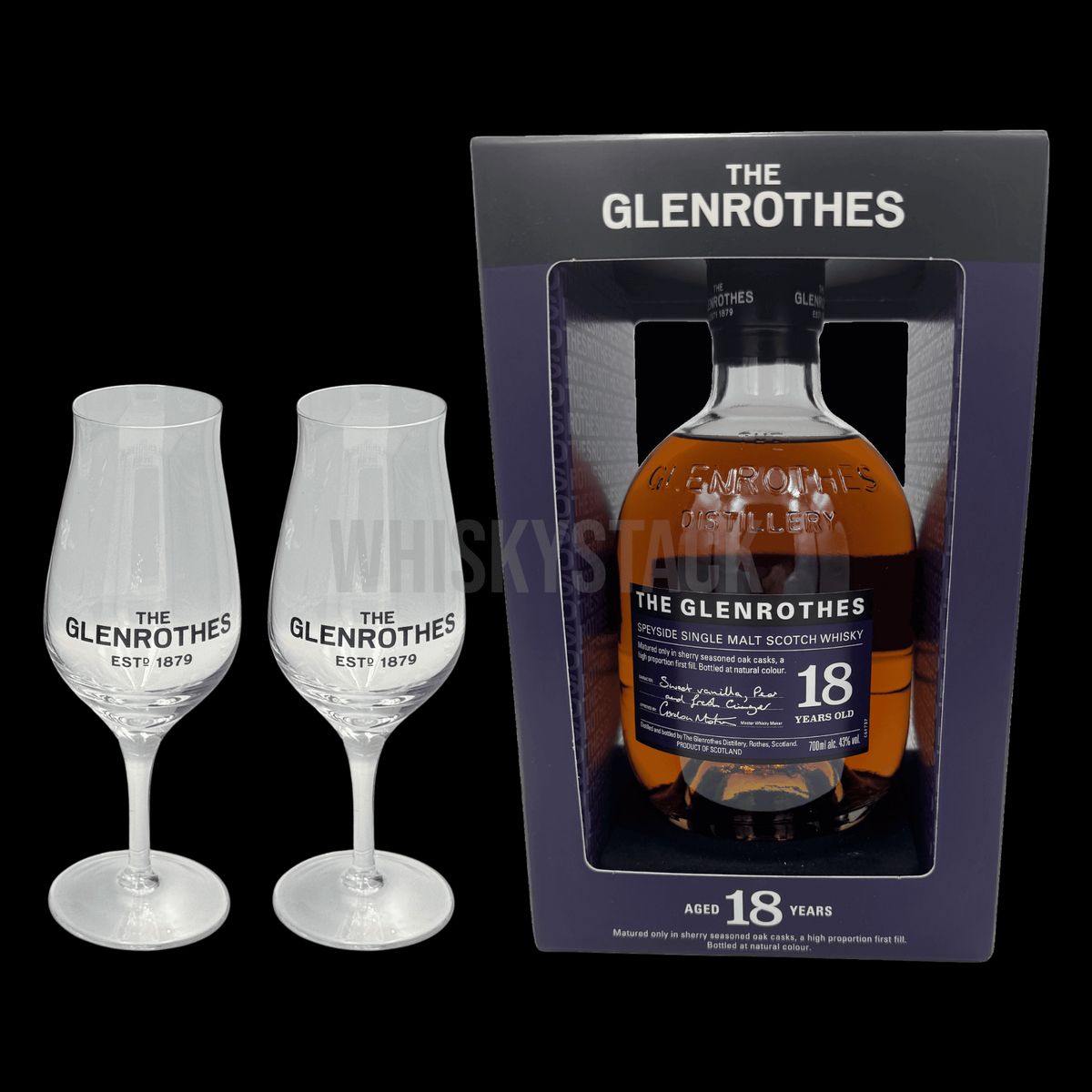 Glenrothes 18 Years Old Single Malt Whisky + 2 Glenrothes Copita Whiskyglas