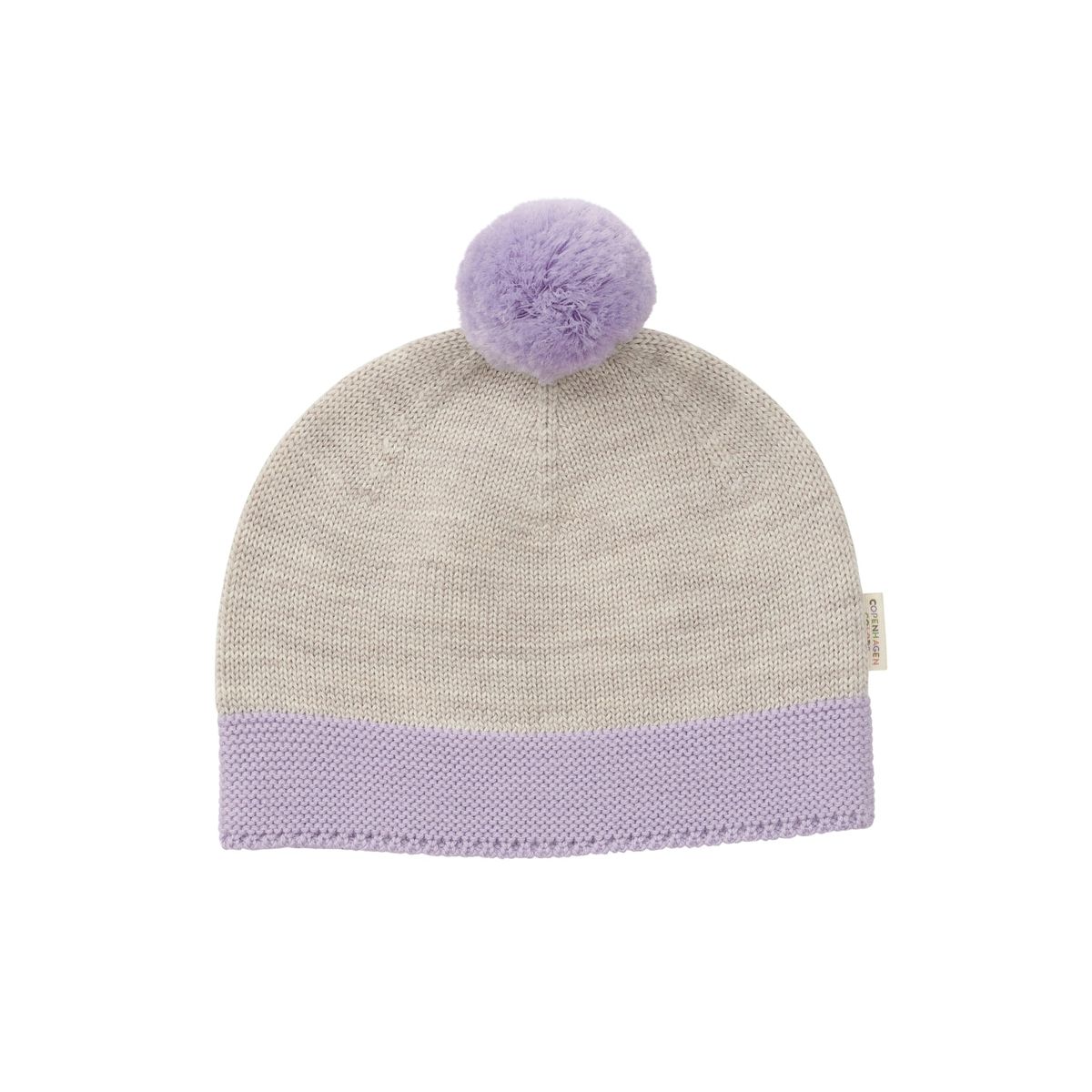 STRIKKET UNISEX HUE M. KVAST - LAVENDER/ PALE CREAM MELANGE COMB. - LAVENDER/ PALE CREAM MELANGE COMB. / 53-54/3Y-9Y