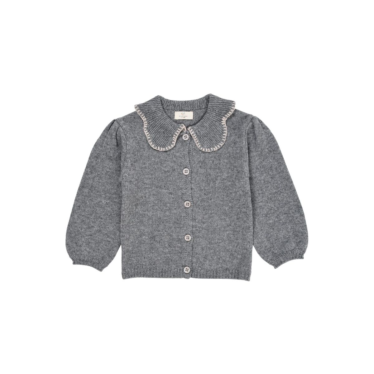 CASHMERE CARDIGAN MED KRAVE - GREY MEL - GREY MEL / 128