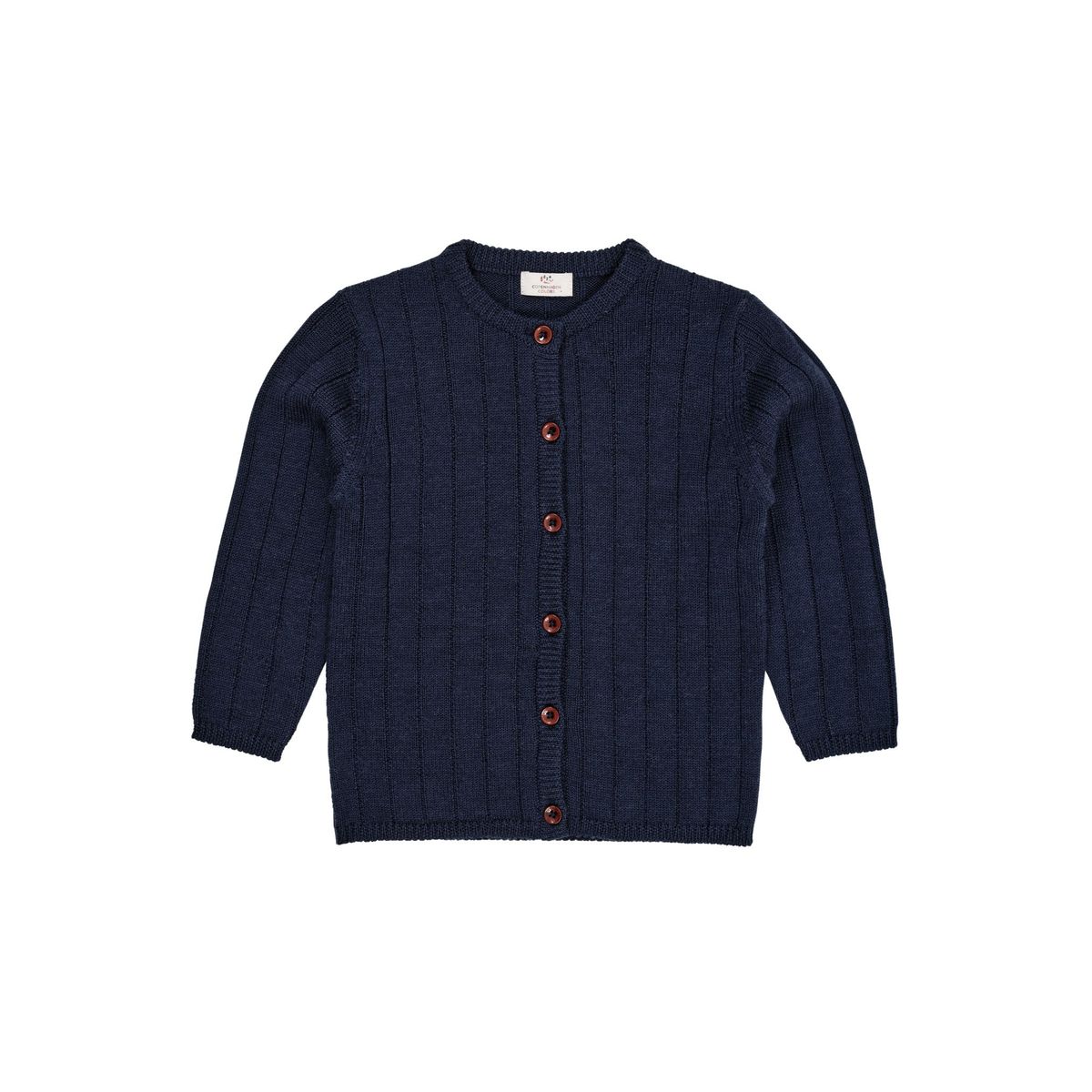 STRIKKET CARDIGAN I MERINO ULD M. BRED RIB - NAVY - NAVY / 110