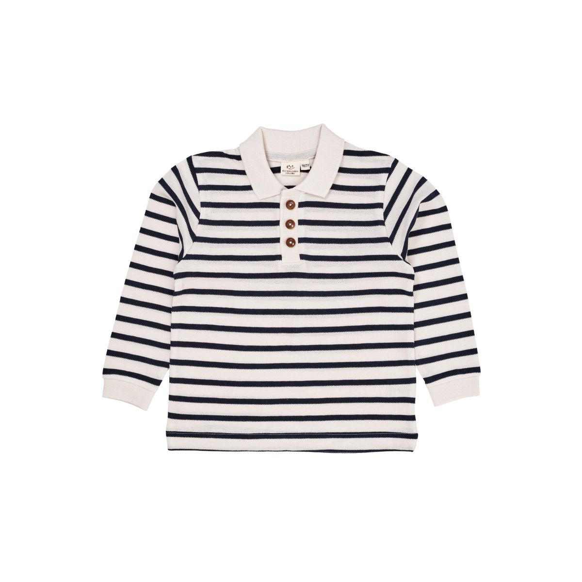 STRIBET POLO MED LANGE ÆRMER - NAVY/CREAM STRIPE - NAVY/CREAM STRIPE / 116