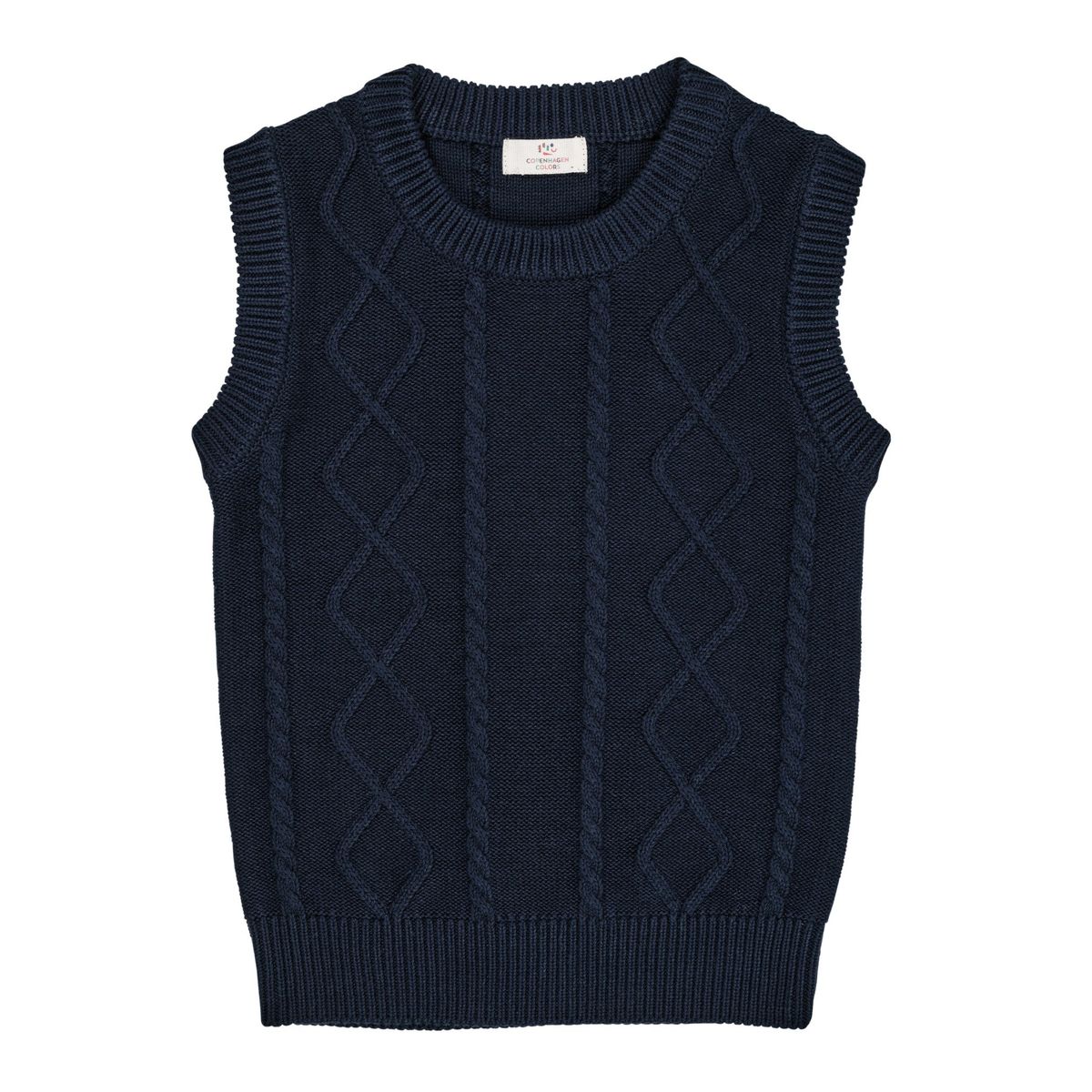 KABELSTRIKKET VEST - NAVY - NAVY / 104