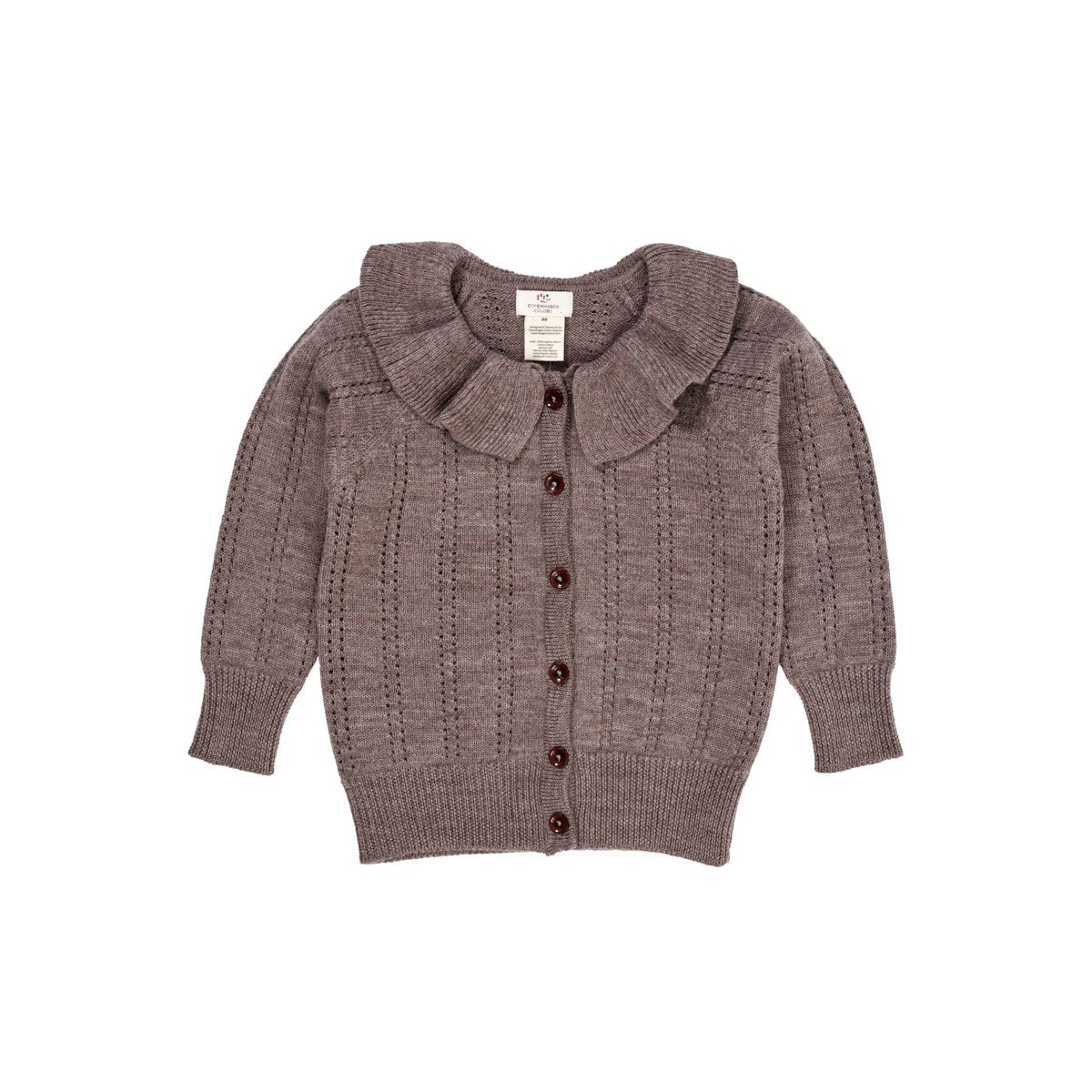 CARDIGAN M. HULMØNSTER OG KRAVE I MERINOULD - NATURAL MELANGE - NATURAL MELANGE / 80