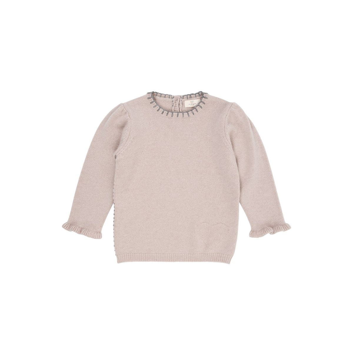 CASHMERE BLOUSE W. HEART - BEIGE - BEIGE / 122