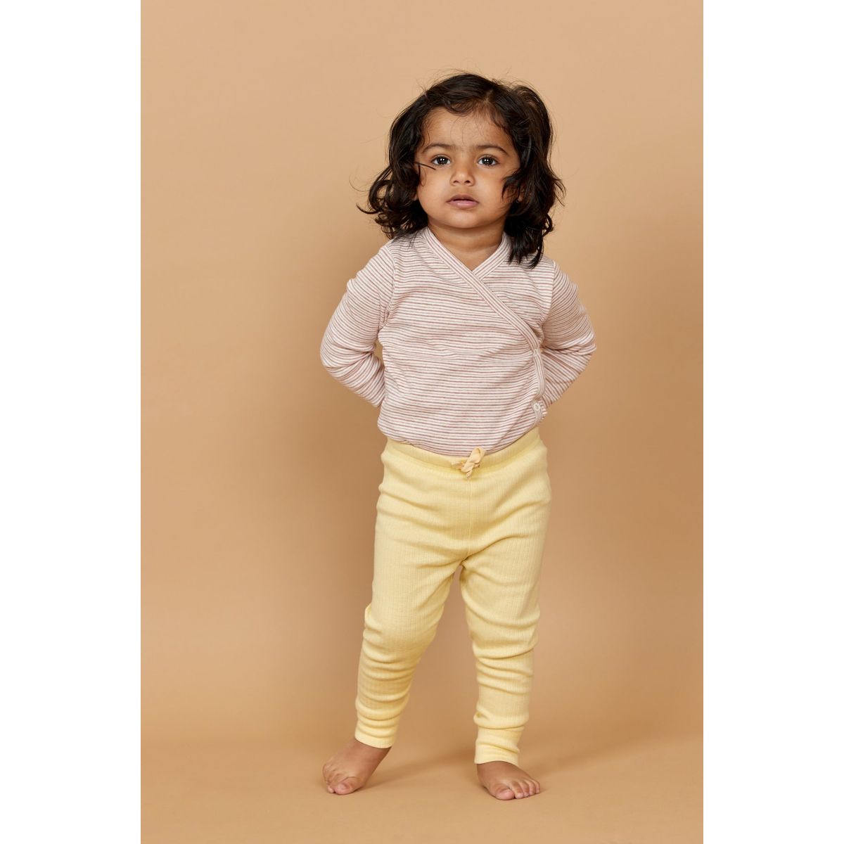 LEGGINGS I RIB JERSEY MED SNØRE - LT. YELLOW - LT. YELLOW / 68