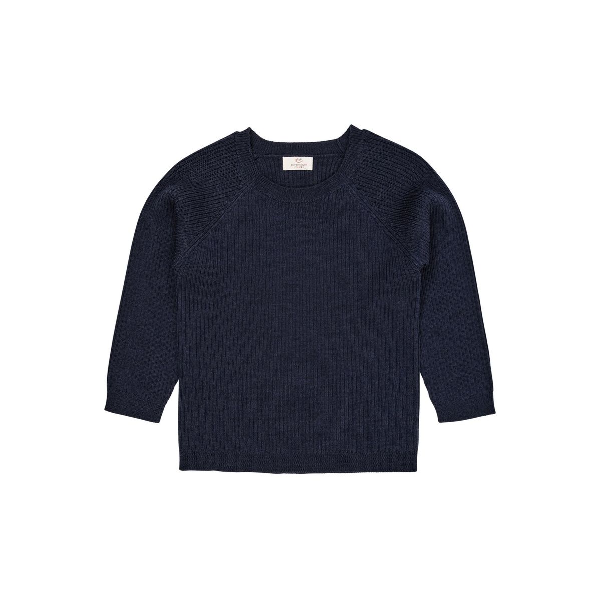 KLASSISK MERINO BLUSE I RIB - NAVY - NAVY / 104