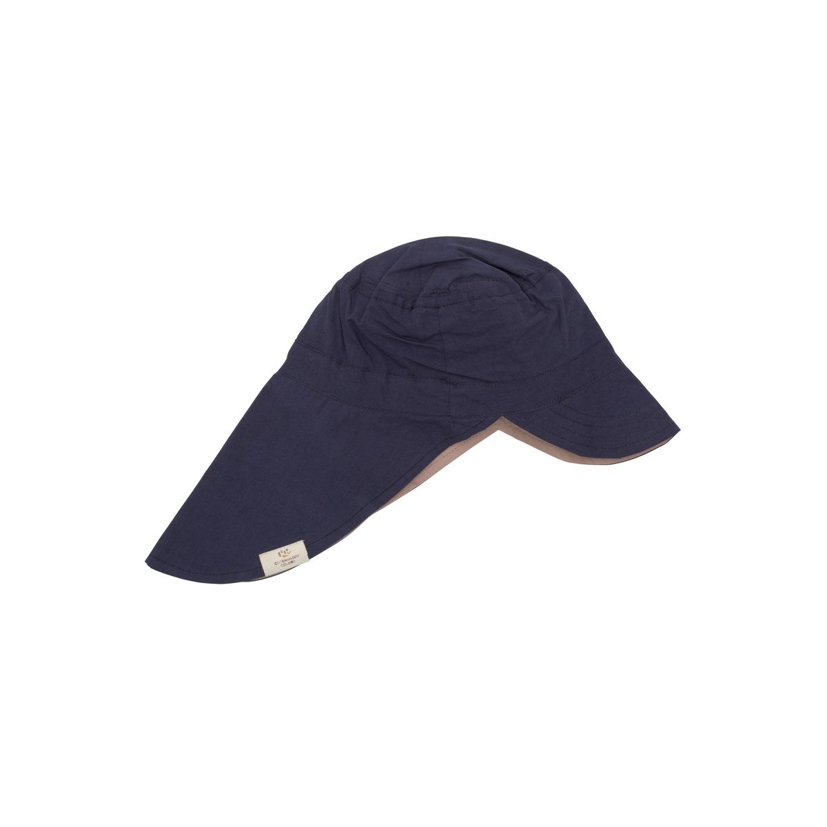 VENDBAR POPLIN SOLHAT MED NAKKESKYGGE - NAVY BEIGE - NAVY BEIGE / 9-12M