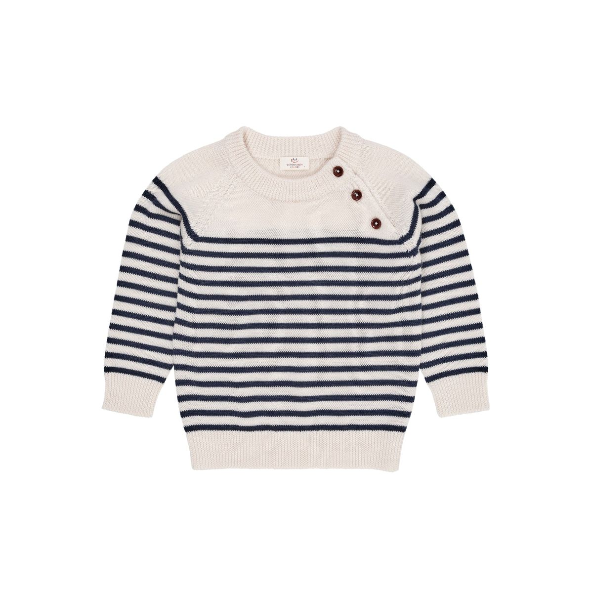 MERINO KLASSISK STRIPPET PULLOVER - CREAM/NAVY STRIPE - CREAM/NAVY STRIPE / 128