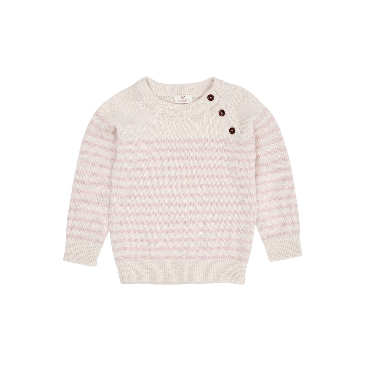 MERINO KLASSISK STRIPPET PULLOVER - CREAM/DUSTY ROSE STRIPE - CREAM/DUSTY ROSE STRIPE / 110