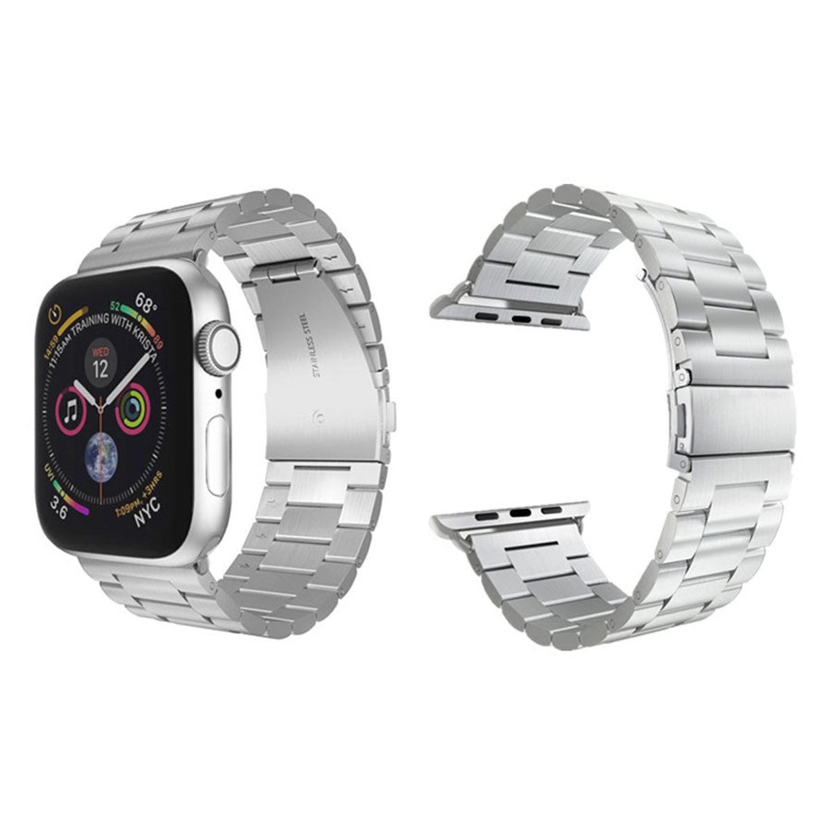 Lippa Apple Watch urlænke i rustfri stål 42/44/45/49, Sølv