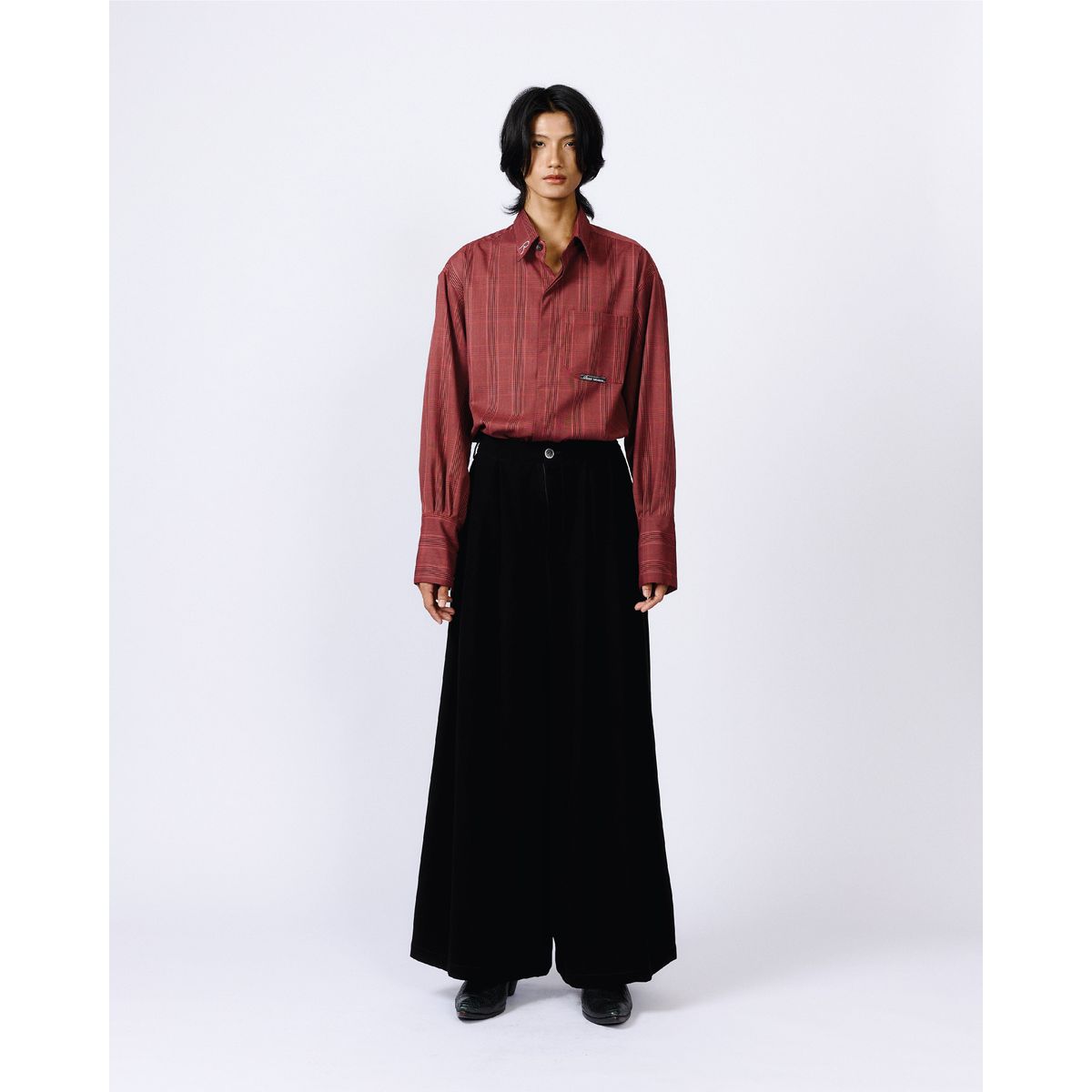 BLACK WIDE LEG SLACKS - Medium