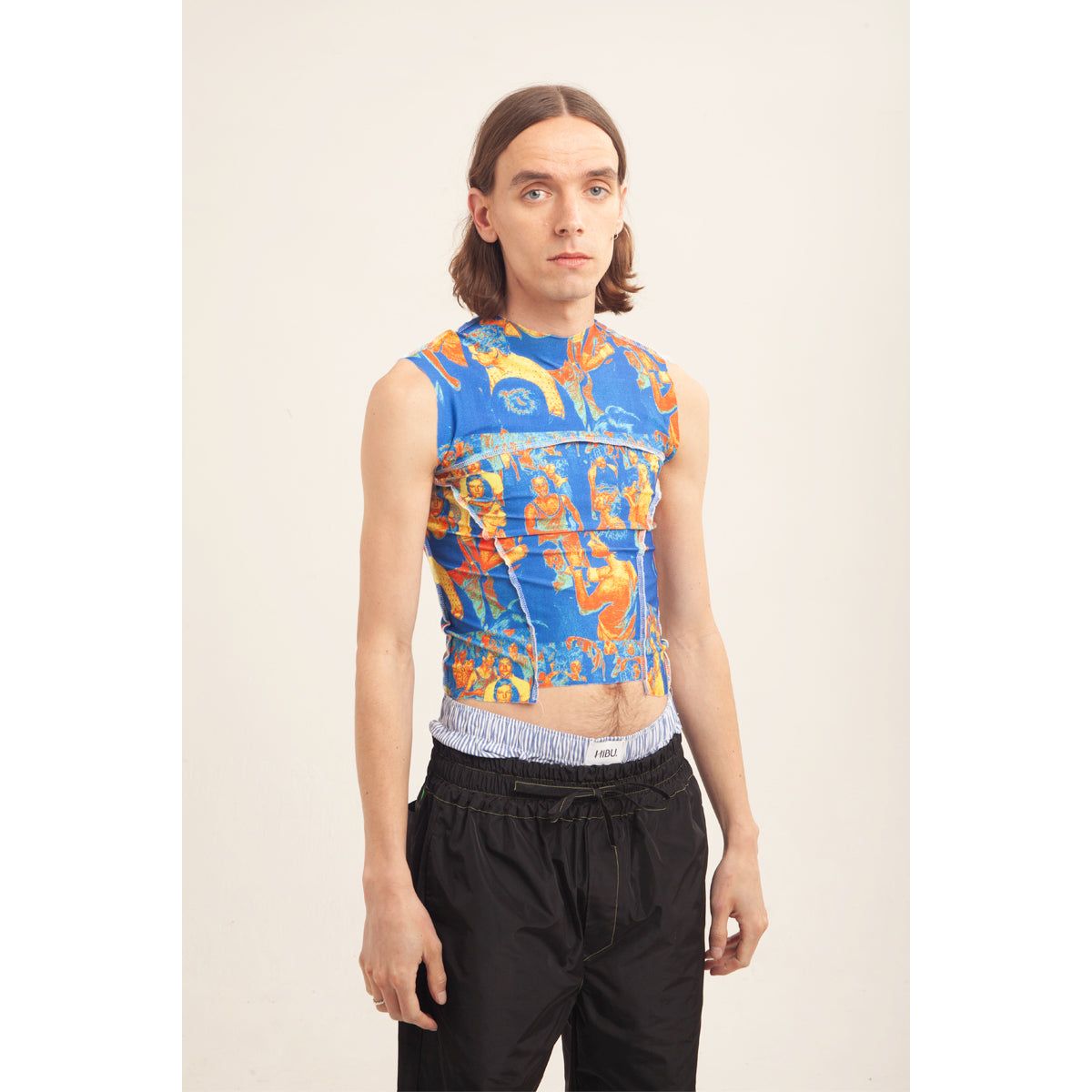 UNISEX PRINTED ASYMMETRIC LYCRA TOP - Large