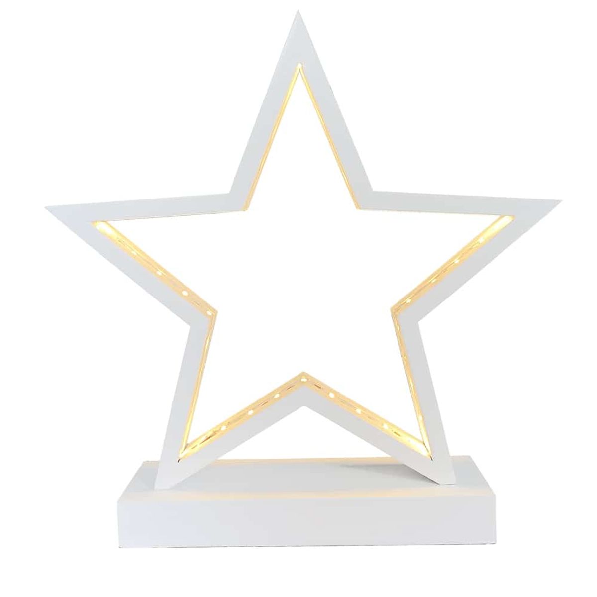 LED Star White Wood