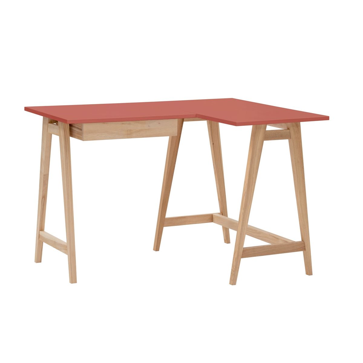 LUKA Asketræ Hjørneskrivebord B115cm x D85cm Antik pink Højre Side