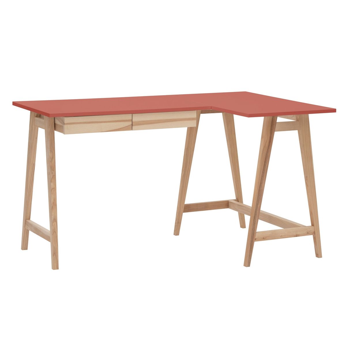 LUKA Asketræ Hjørneskrivebord B135cm x D85cm Antik pink Højre Side