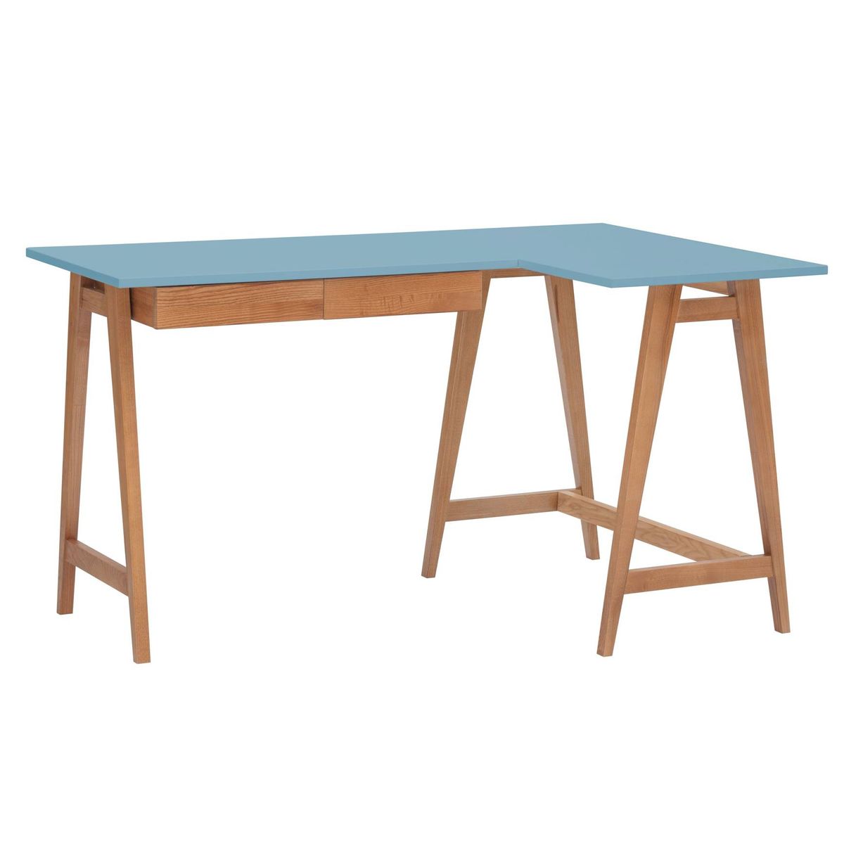 LUKA Hjørneskrivebord B 135cm x D 85cm Gentle Blue Oak Højre Side