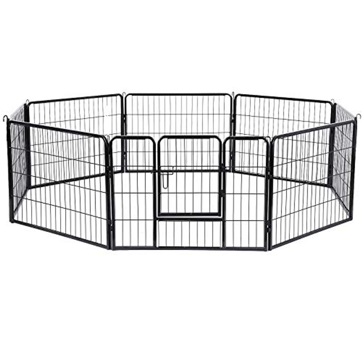 Xxl Heavy Duty Puppy Playpen, 8 Paneler, 80 X 60 Cm, Grå