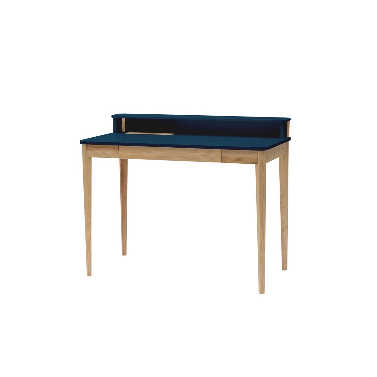 ASHME Skrivebord B 110 x D 56 x H 75cm - Asketræ/Petrol Blue