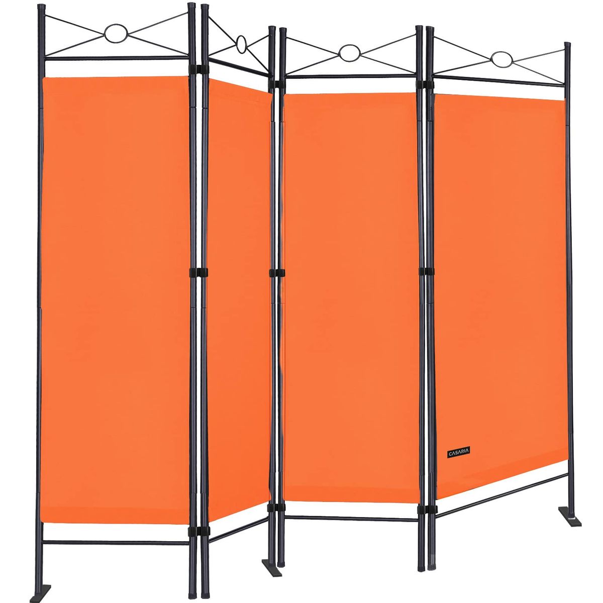 Skillevæg Lucca 180x163cm fleksibel bund uigennemsigtig 30 °C vaskbar stabil indendørs stue skærm rumskillevæg, farve: orange