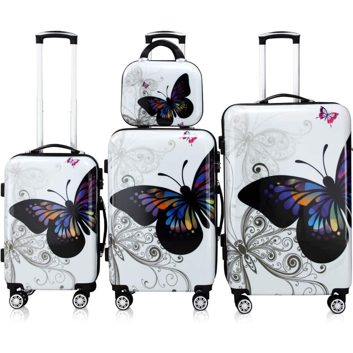 Hard Shell Kuffert Sæt Butterfly 4 Stk: 98L, 66L, 42L, 7L