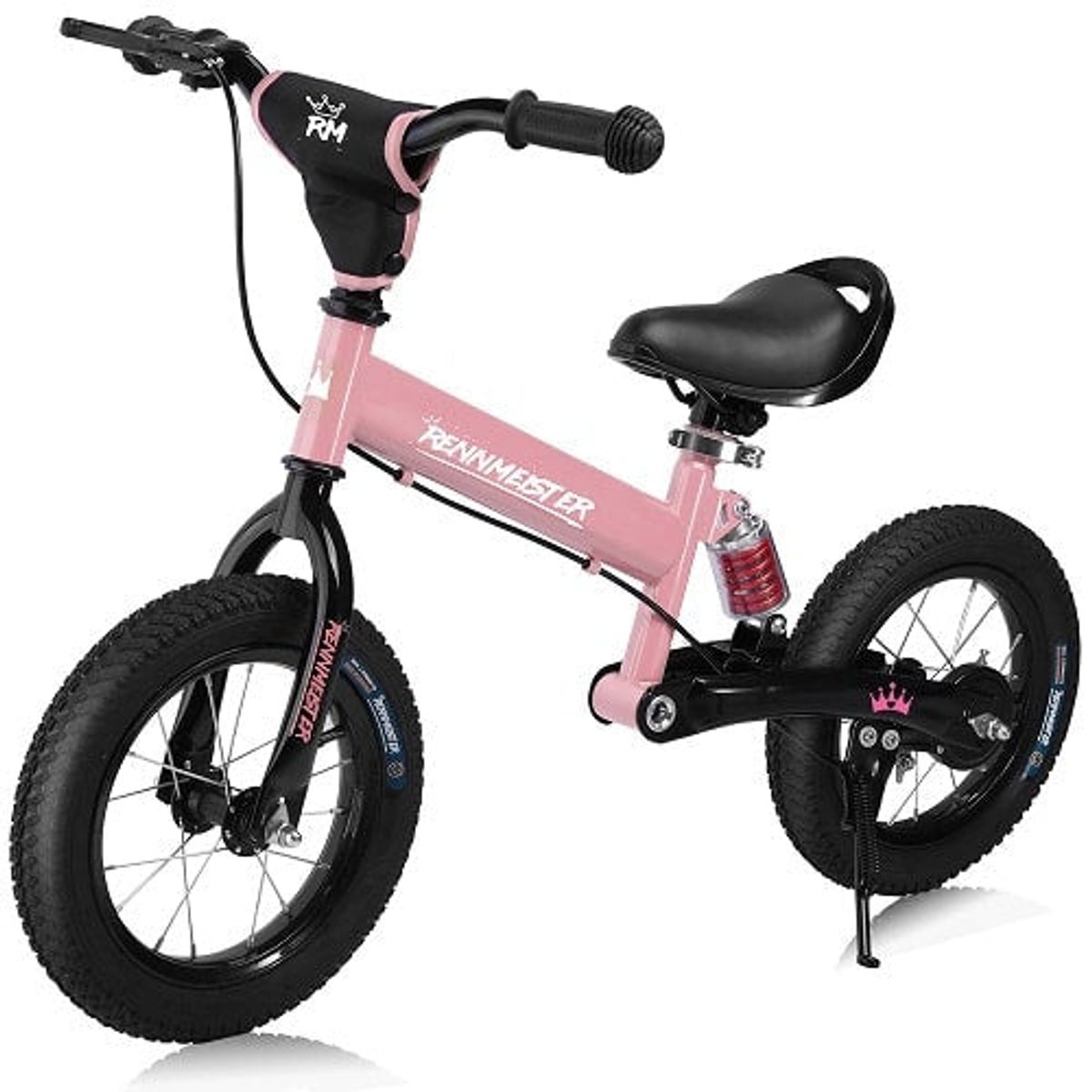 Børnecykel fra 2 år, 50kg, pneumatiske dæk, affjedring, pink.