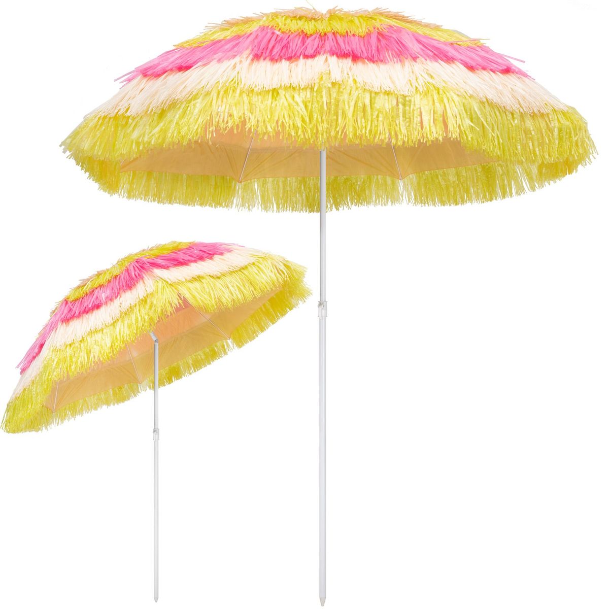 Parasol Hawaii Ø 160 cm Højdejusterbar Vandafvisende Strandparasol, farve: flerfarvet